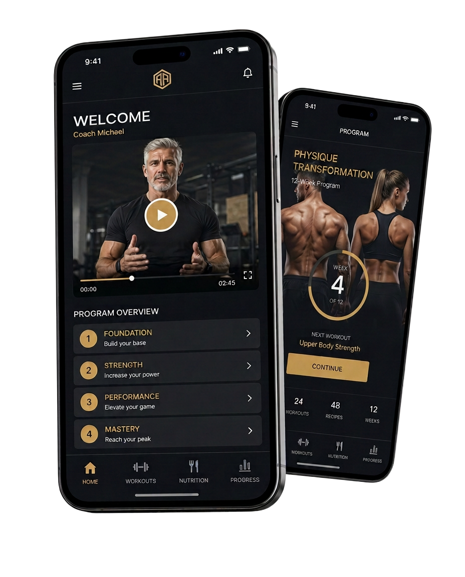 Welcome video and program overview inside the STRONG50 app