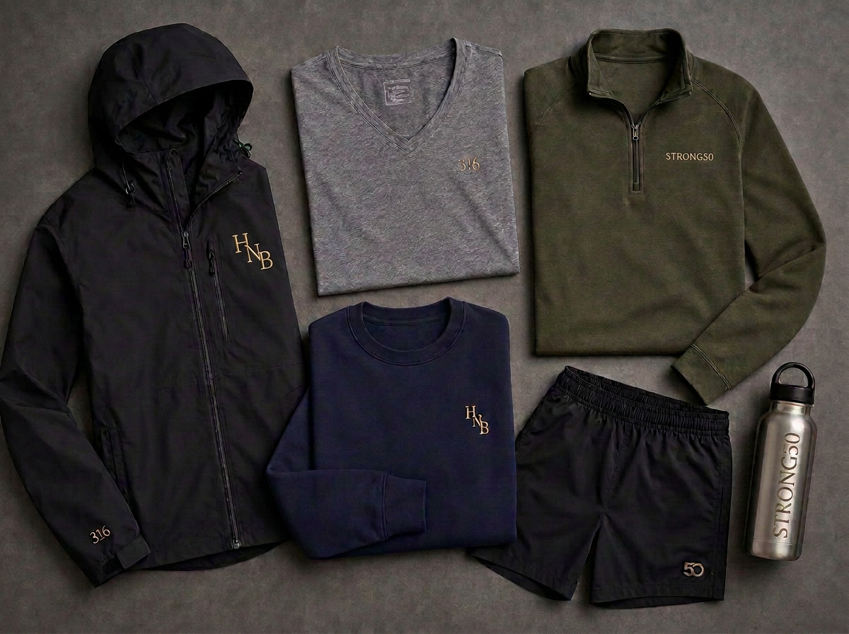 Apparel and gear with embroidered brand marks